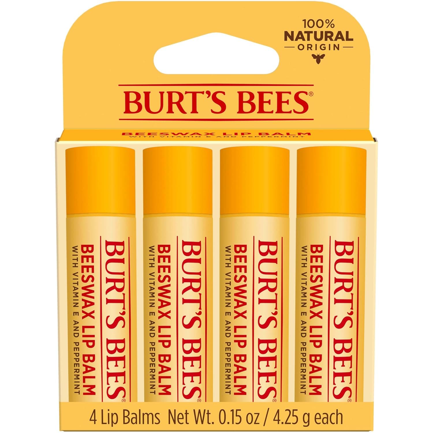 Burt's Bees 100% Natural Moisturizing Lip Balm 4-Pack