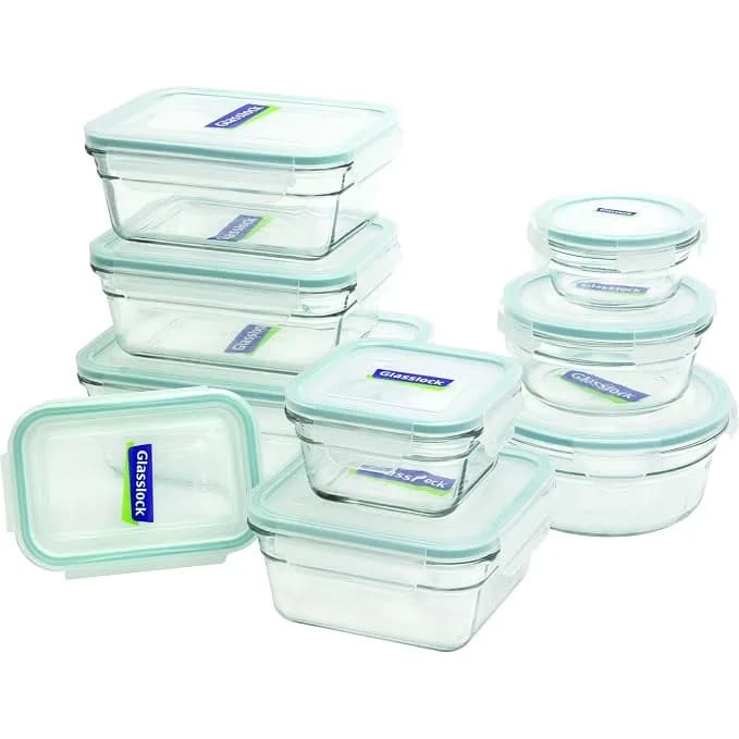 Glasslock 18-Piece Tempered Glass Food Container Set